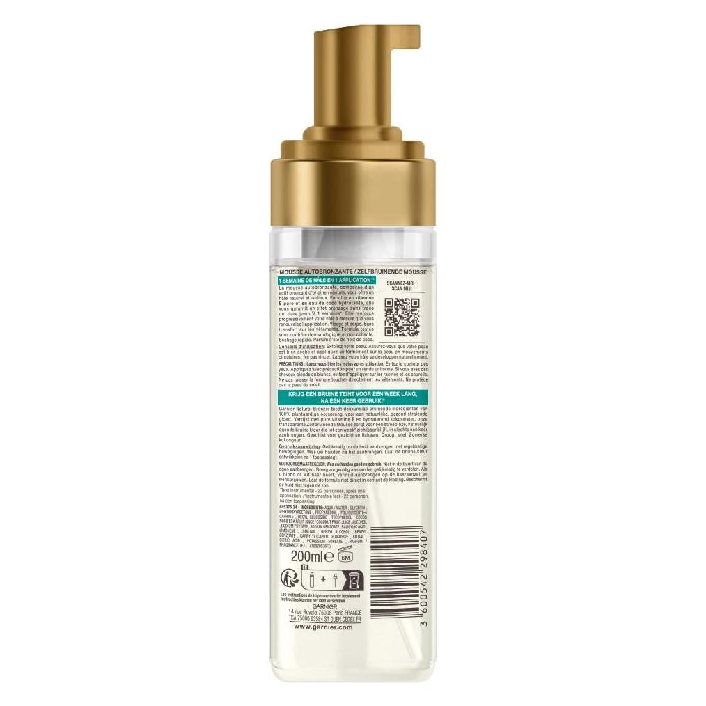 Garnier, Zelfbruiner, Ambre Solaire Natuurlijke Bronzer Zelfbruinende Mousse Voor Lichaam En Gezicht 200ml (Zelfbruinend Schuim, 200 ml)