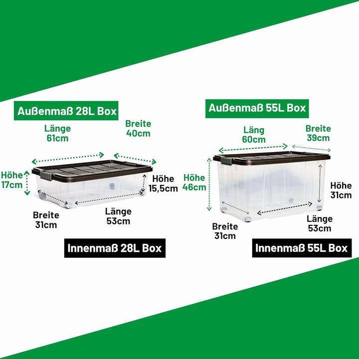 Image du produit Novatool Novaliv 4 tlg Sparset Aufbewahrungsbox mit Deckel Anthrazit 2x 55 L + 2x 28 L Nestbar stapelbar Clip (40 cm, 55 l, 4x)