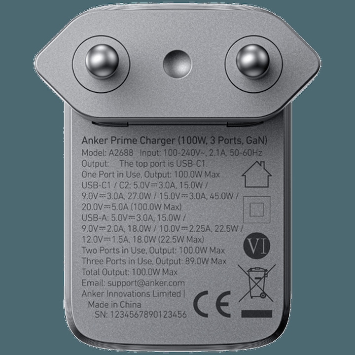 Actual product image Anker Prime Charger 100W 3 Ports GaN (100 W)