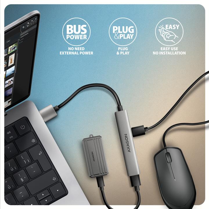 Immagine prodotto Axagon Another product HUE-STA ALU STRIP USB-A 4 port hub (USB-A, USB-C, 4 porte)