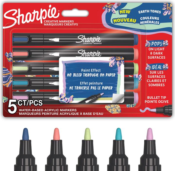 Actual product image Sharpie - Creative Marker Acrylic Paint Pens - Earth Tones - Bullet Tip - Assorted Colours - 5 C... (5x)