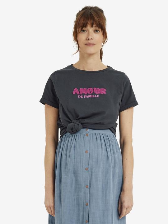 Image du produit Vertbaudet Bio-Kollektion: T-Shirt für Schwangerschaft und Stillzeit mit Schriftzug AMOUR (44, 46)