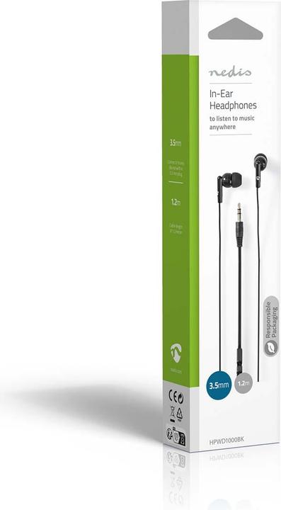 Actual product image Nedis Headphones with cable | 3.5 mm | cable length: 1.20 m | Black (Cable)