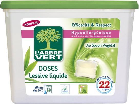Image du produit L'arbre vert Lessive liquide écologique Caps français (22 Cycles de lavage, Tabs)