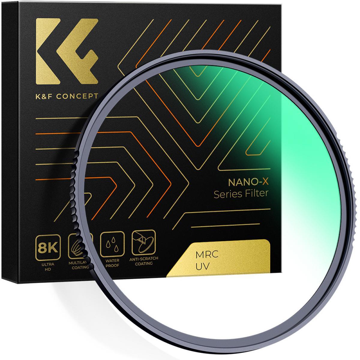K&F Concept 37MM Filtro di protezione MCUV con 28 rivestimenti verdi multistrato HD impermeabile resistente ai (37 mm, Filtro UV), Filtro fotografico,
