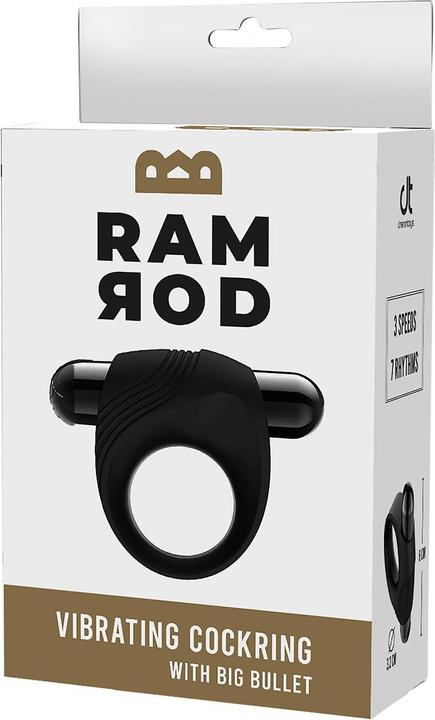 Productafbeelding Dreamtoys Ramrod ANILLO CON BALA VIBRADORA - Negro (6 cm)