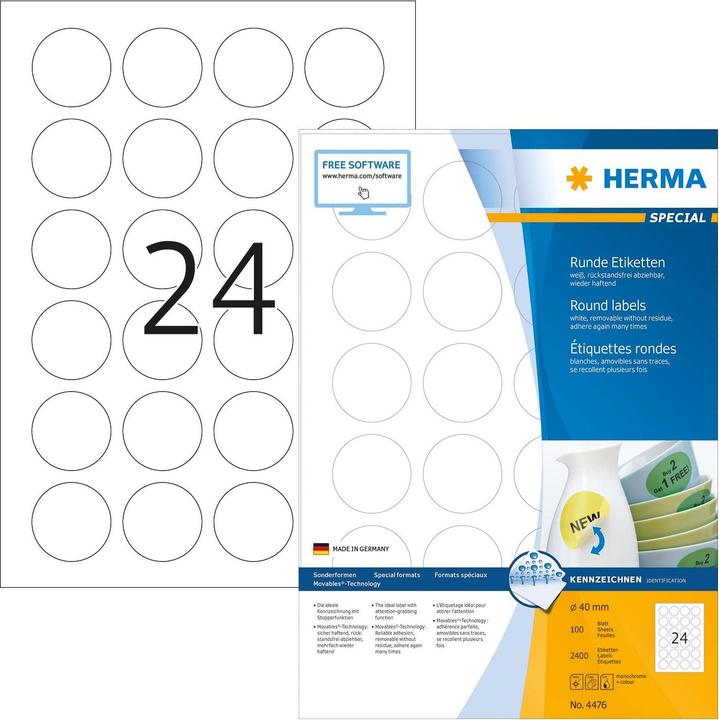 HERMA A4 removable labels