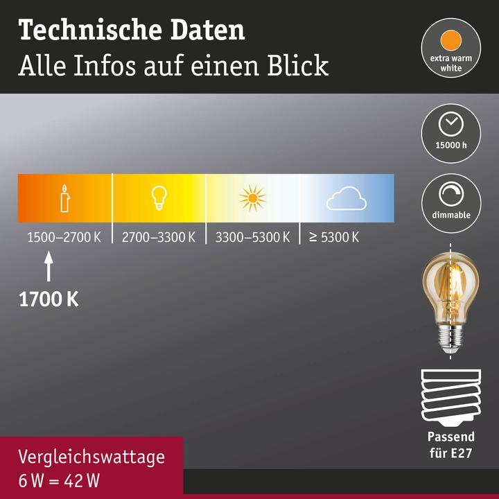 Produktbild Paulmann 1879 Filament Birne (E27, 6 W, 500 lm, 1 x)