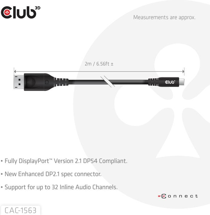 Actual product image Club 3D Club3D Kabel USB Typ C <-> DP 2.1 2m 8K120Hz St/St (2 m, USB Type C)