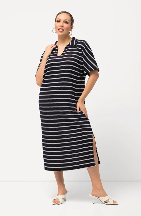 Produktbild Ulla Popken Strick-Midikleid, Ringel, V-Ausschnitt, Halbarm (62)