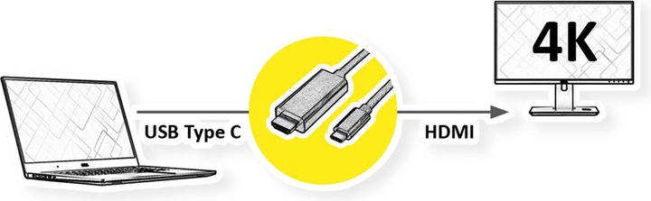 Actual product image Roline USB Typ C — HDMI (Typ A) (1 m, HDMI)