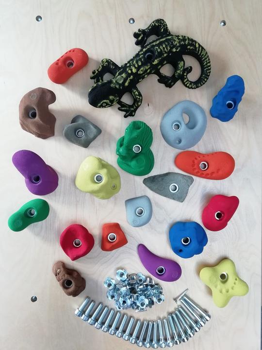 Kletterbude Klettergriffe Kinder Komplettset StarterKids Vielfalt (Bunt)