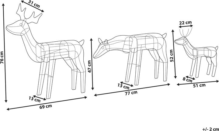 Produktbild Beliani Outdoor Weihnachtsbeleuchtung LED weiss Rentier 76 cm 3er Set MIKKELI