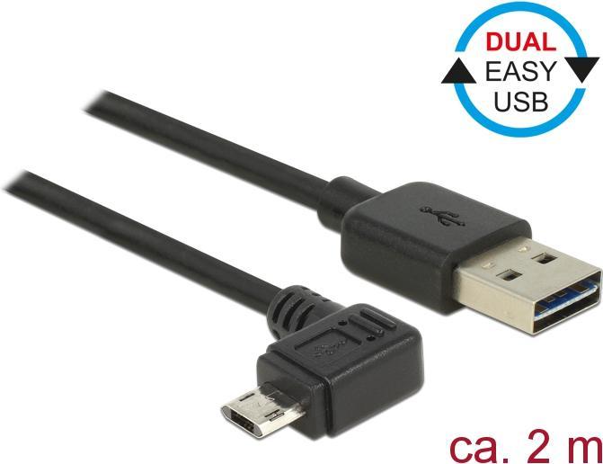 Produktbild Delock Easy USB-A - Micro-B, gewinkelt links/rechts (2 m, USB 2.0)