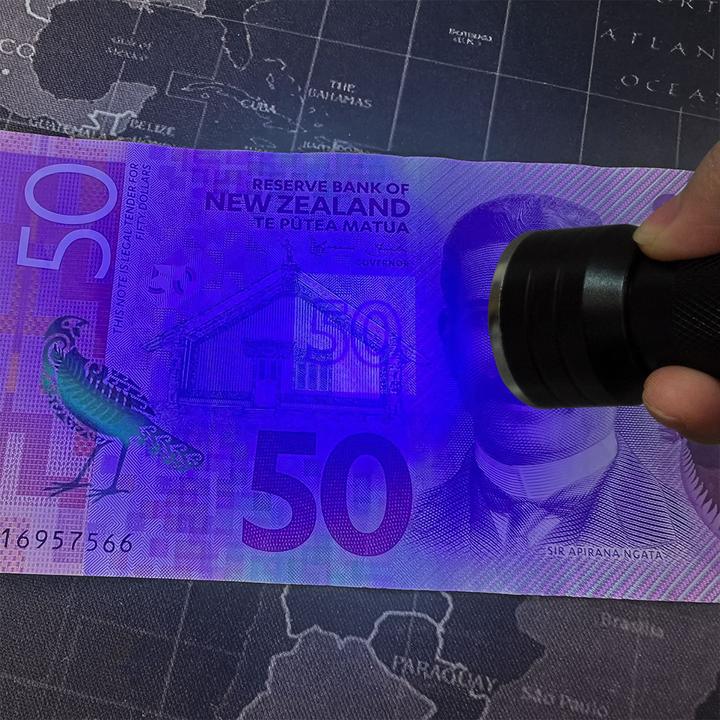 Actual product image Casativo 2in1 UV-Taschenlampe und Geldschein-/Ausweisprüfer, 21 LEDs, Batteriebetrieb (9.70 cm)