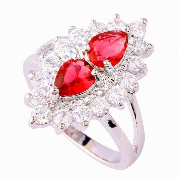 Produktbild Hermex Auge der Vorsehung Versilberter Ring mit Spinell rubin Edelstein - Gr. 55 / Size 7 (7, 925 Silber)