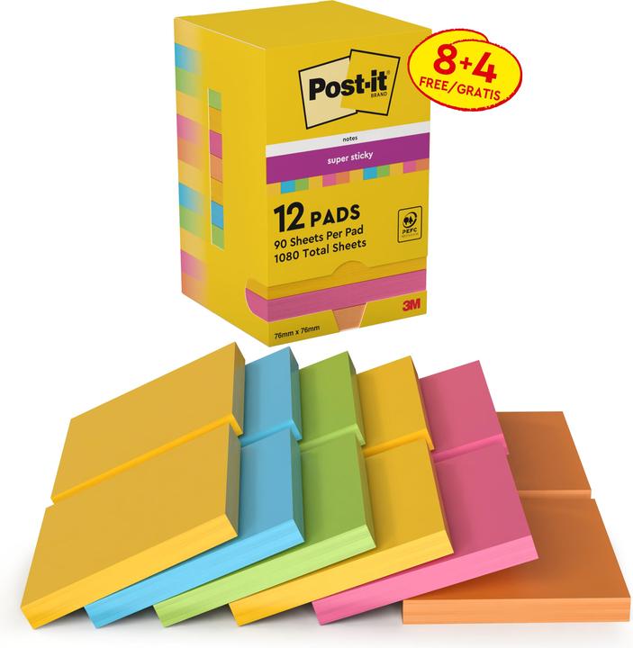 Image du produit Post-it Super Sticky Carnival (76 x 76 mm)