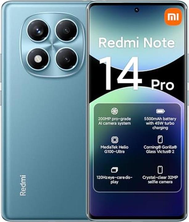 Produktbild Xiaomi Redmi Note 14 Pro (256 GB, Ocean Blue, 6.67", Hybrid Dual SIM, 4G)