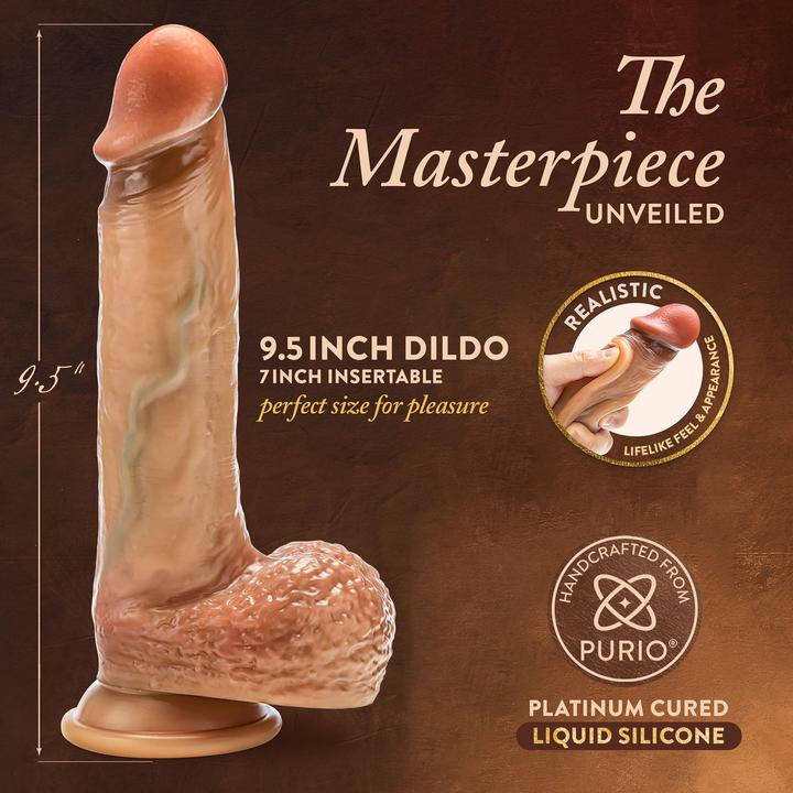 Actual product image Blush Renaissance Raphael Sliding Foreskin Dildo with Squeezable Balls Tan Flesh 24.1 cm