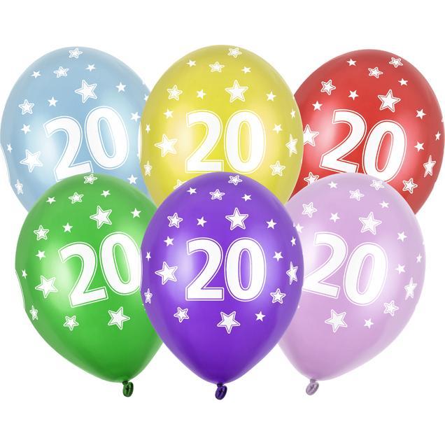 Partydeco Balloons 30cm, 20th Birthday, Metallic Mix (1 pkt / 6 pc.)