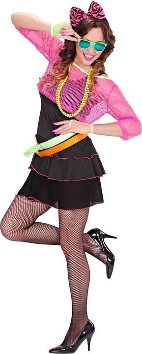 Image du produit Widmann GROUPIE GIRL DES ANNÉES 80 (robe, top en résille, ceinture, serre-tête avec noeud), S (S)