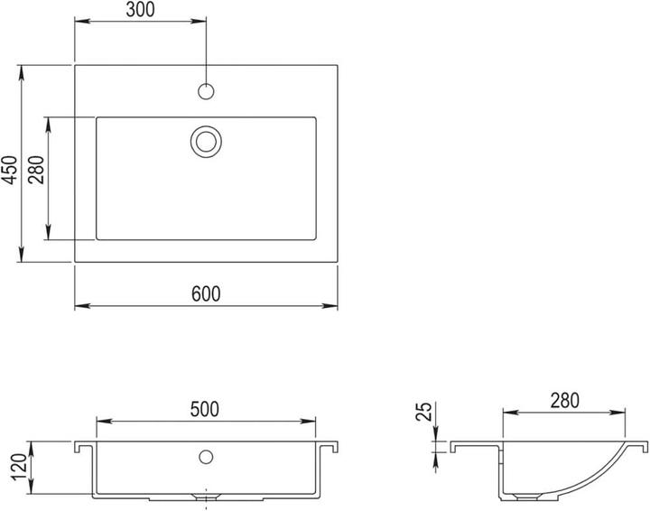 Actual product image vidaXL Becken (450 mm, 600 mm)