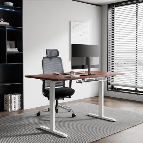 Up Up, Gambe + base del tavolo, Adjustable Height Table Bjorn White, Table top M Dark Walnut