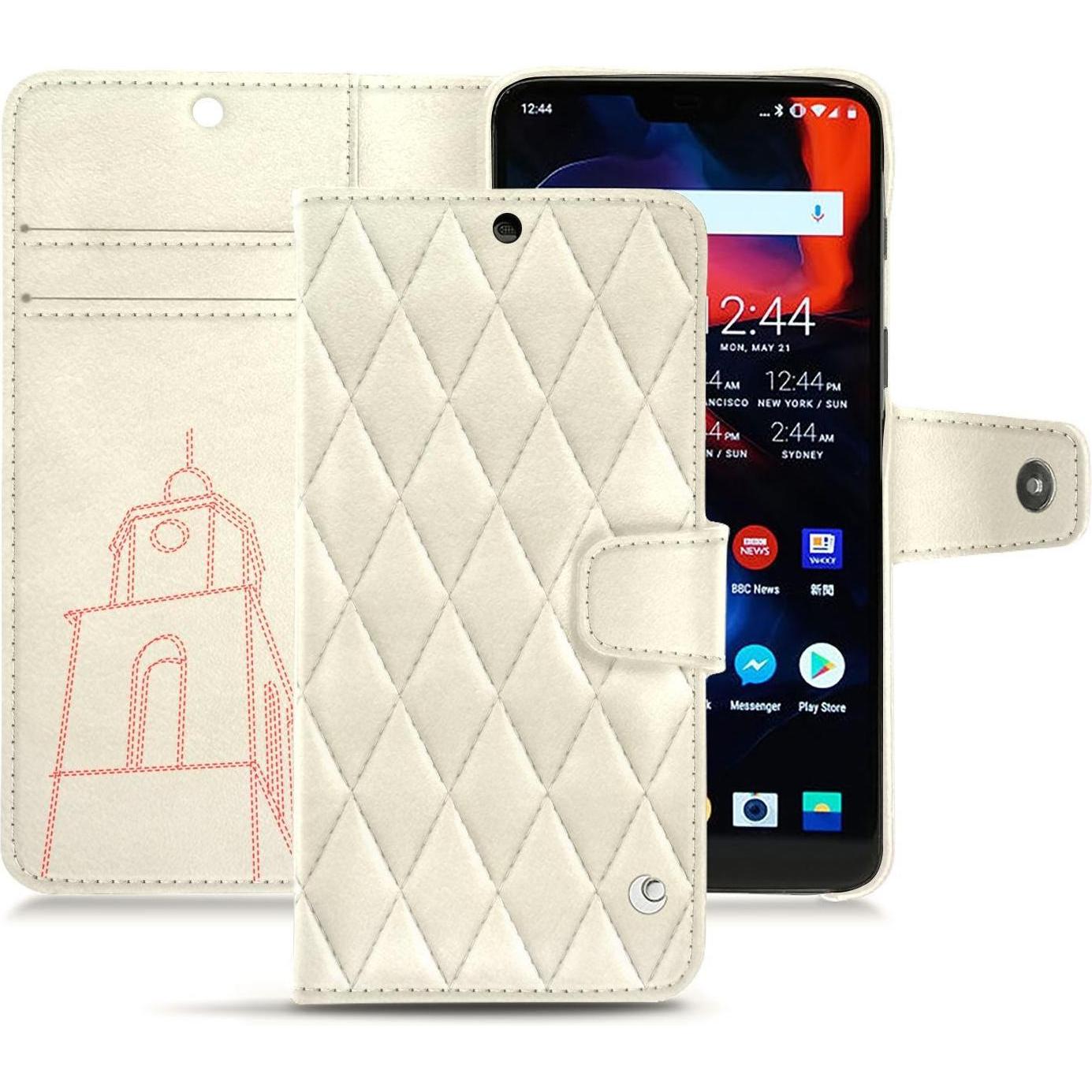 Noreve Lederschutzhülle Wallet (OnePlus 6), Smartphone Hülle, Weiss