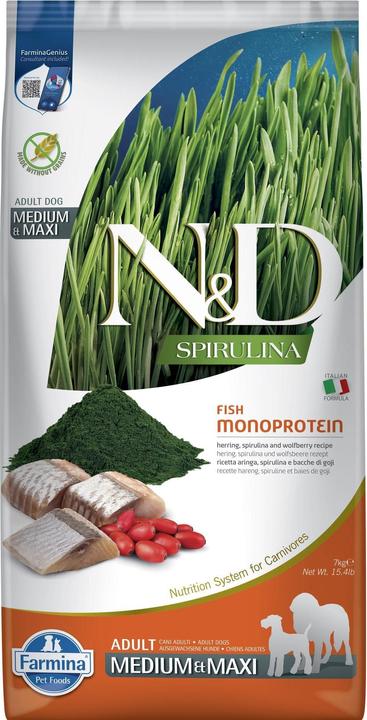 Immagine prodotto Farmina N&D Spirulina Herring Adult Med/Maxi - Cibo secco per cani - 7 kg (Adulto, 1 pz., 7000 g)