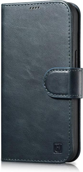Actual product image iCarer oil Wax wallet case 2 in1 cover iPhone 14 Pro max. leather reverse cover anti-RFID blue (WMI1 (Apple iPhone 14 Pro Max)