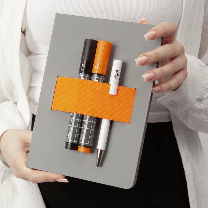 Image du produit Sigel Notizbuch A5 Linescape hellgrau/orange (A5, Quadrillé, Couverture rigide)