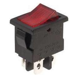 Velleman Power Rocker Switch 3A-250V Spst On-Off With Red Neon Light, Taster + Schalter, Schwarz, Rot