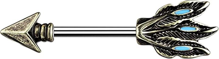 Produktbild Star Piercing Barbell altgold Tribal Pfeil (Chirurgenstahl 316L, Messing)