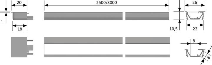 Produktbild Halemeier ChannelLine G2 opal 10er Set L=2500 Alu-und Abdeckprofil
