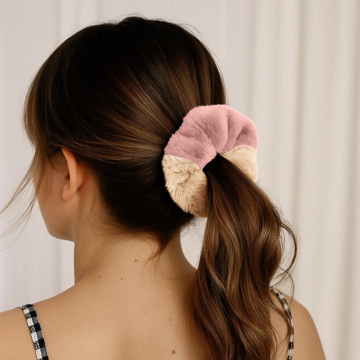 Image du produit Avizar Scrunchie Weicher Bicolor Minky Flausch Pixie & Dixie (Élastiques à cheveux)
