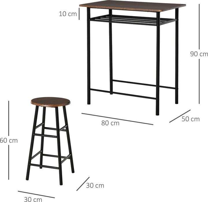 Image du produit Homcom Bartisch Set (80 x 50 x 90 cm)