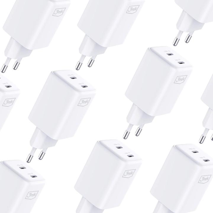 Productafbeelding 3MK Hyper Charger PD 45W ład. sieć. biała/wit + 2x USB-C Kabels (45 W)