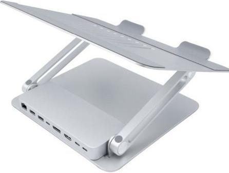 Dexlan In hoogte verstelbare aluminium notebookstandaard met geïntegreerde 8 in 1 USB-C docking stati (USB-C, 8 ports)