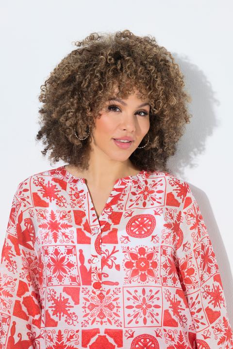 Actual product image Ulla Popken Tile Print 3/4 Sleeve Blouse (42)