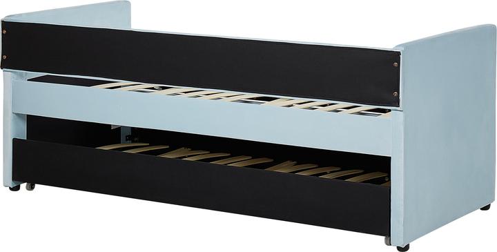 Actual product image Beliani Daybed extendable velvet fabric light blue slatted frame 90 x 200 cm TROYES (90 x 200 cm)