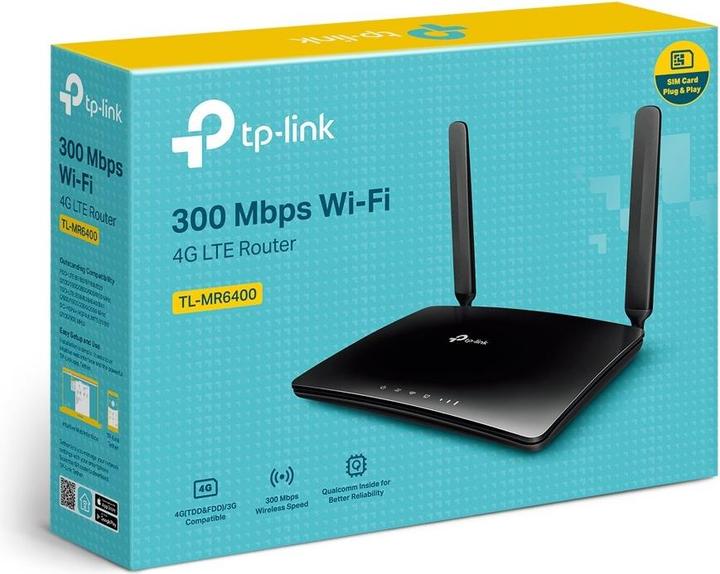 Produktbild TP-Link TL-MR6400 300MBit/s WLAN N 4G LTE Router 3x LAN 1x LAN/WAN 1x Nano SIM-Karten Slot
