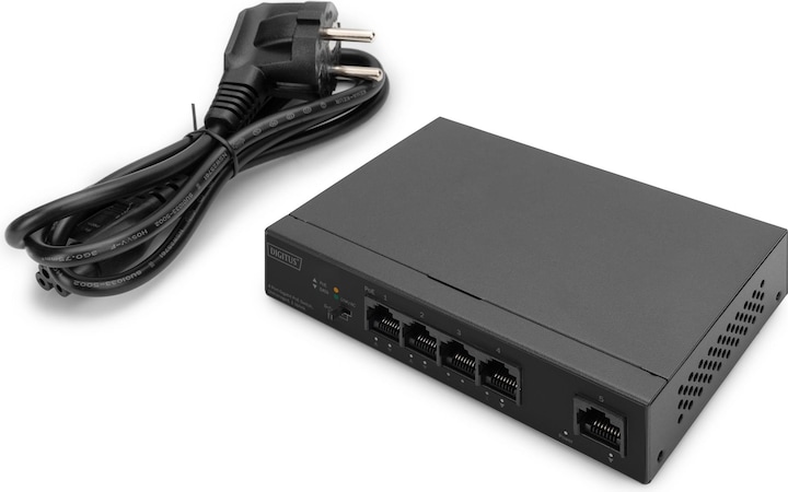 Image du produit Digitus Commutateur Gigabit Ethernet PoE, 4 ports PoE + 1 port uplink, Budget PoE de 60 W (4 Ports)