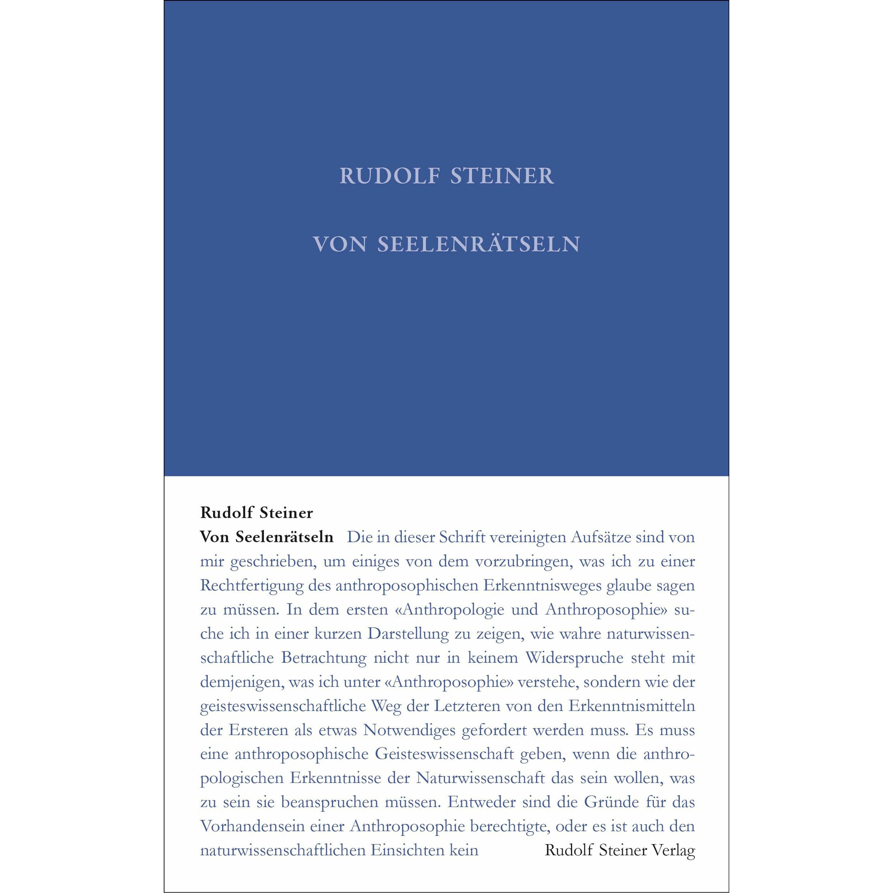 Von Seelenrätseln, Fachbücher von Rudolf Steiner, Rudolf Steiner Nachlassverwaltung