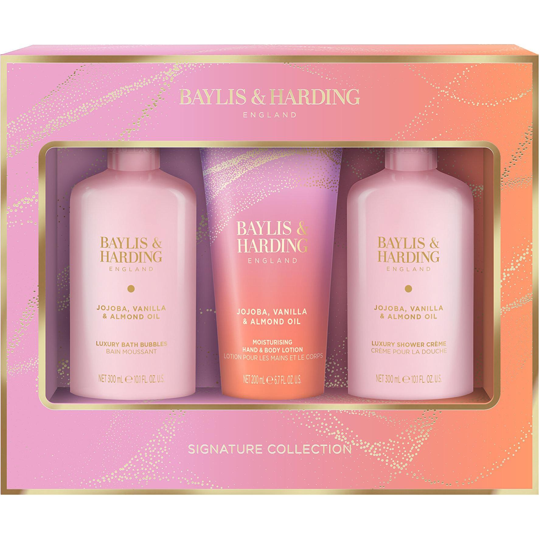 Baylis & Harding, Set regalo bellezza, Geschenkset Jojoba-, Vanille- und Mandelöl Signature Collection 3-tlg