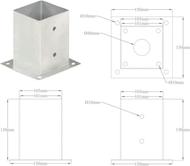Produktbild vidaXL Pfostenanker
