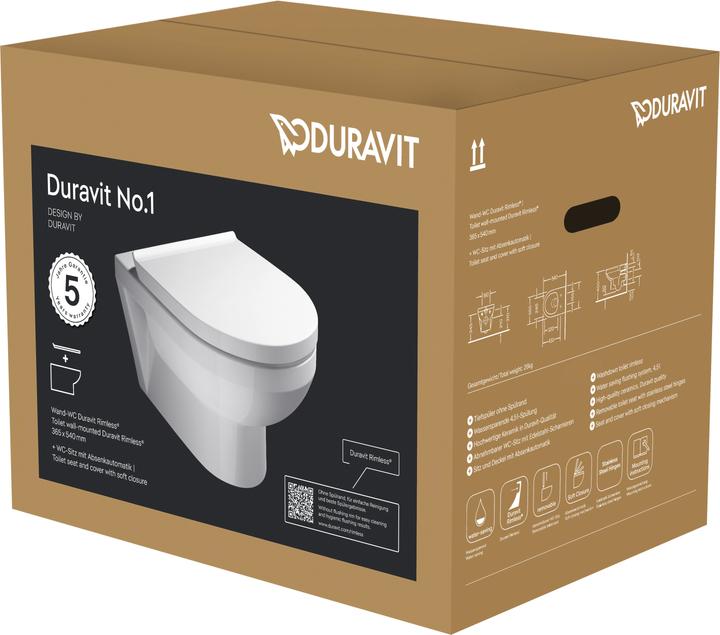Produktbild Duravit splrandloses Wand-WC-Set Durastyle Rimless wei 45620900A1