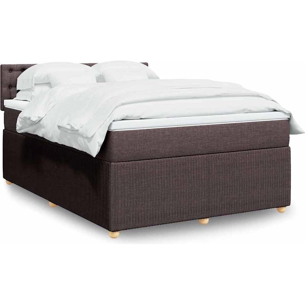 VidaXL, Bett, Boxspringbett Polsterbett Bett mit Matratze Dunkelbraun 160x200cm Stoff (160 x 200 cm)
