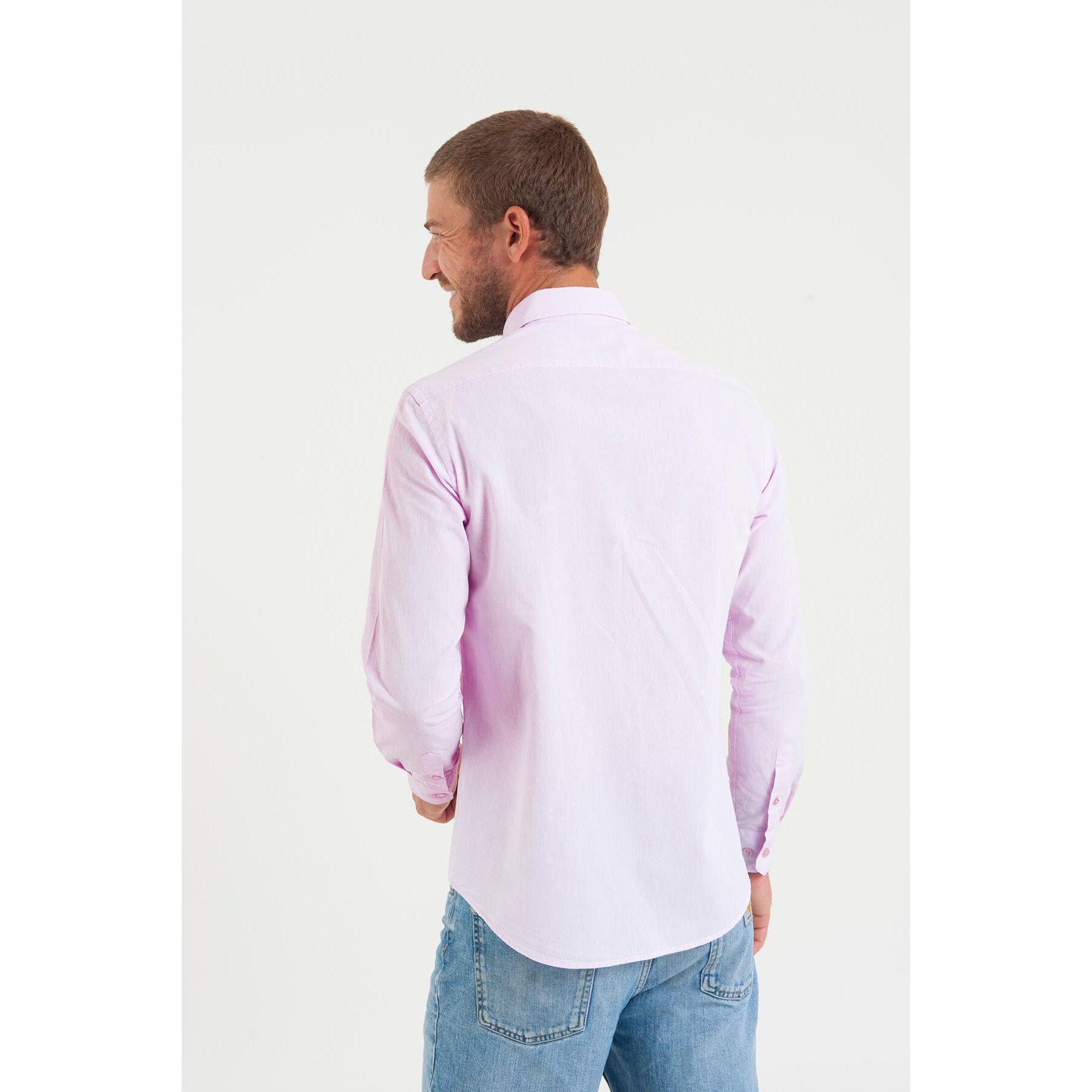 Thumbnail - Camberabero, Herren, Hemd, Hemd langarm einfarbig Baumwolle Leinen, Rosa, (3XL)