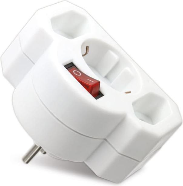 Produktbild Heitech Multisteckdose mit Schalter, horizontal, 16 A, weiss (3x, CEE 7/3)