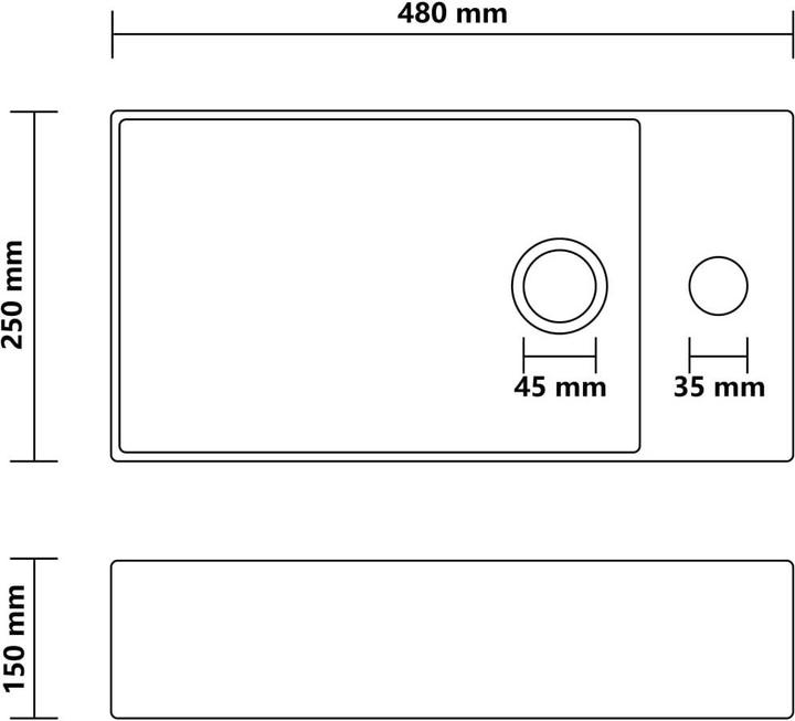 Actual product image vidaXL Waschbecken (480 mm, 250 mm)